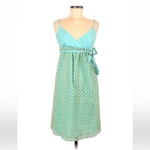 Tommy Bahama Aqua Yellow Sleeveless 100% Cotton V-neck Casual Sundress Sz M